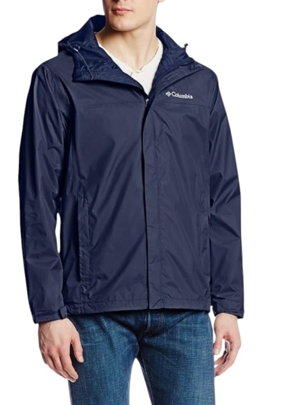 COLUMBIA WATERTIGHT II PACKABLE HOODED RAIN JACKET IN COLLEGIATE NAVY